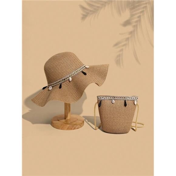 2pcs Women's Bohemia Stylish UV-Resistant Straw Hat And Crossbody - Picture 4 of 6